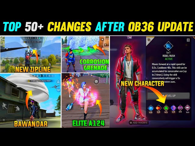 TOP 50+ BIGGEST CHANGES IN FREE FIRE🔥🤯| OB36 UPDATE FREE FIRE | FREE FIRE NEW UPDATE | FF NEW UPDATE