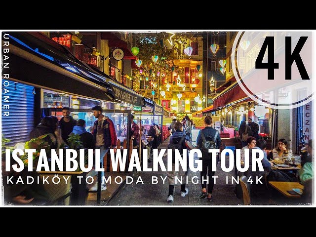 ISTANBUL WALK from Kadiköy to Moda Bar area at Night in 4K | TURKEY 🇹🇷