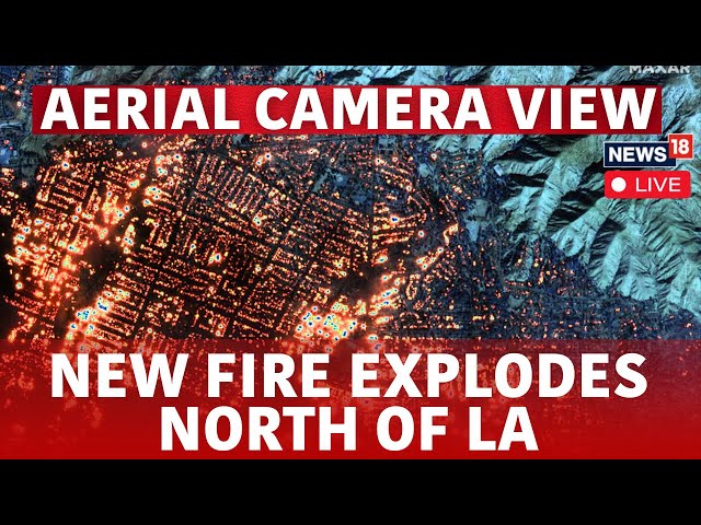 Aerial View LIVE | Tens of Thousands Told to Evacuate as New Fire Rages North of Los Angeles | N18G