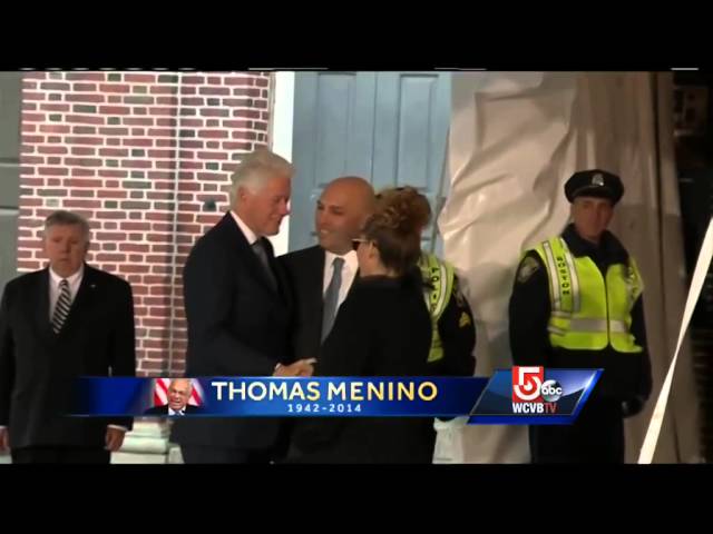 President Clinton arrives for Menino's funeral