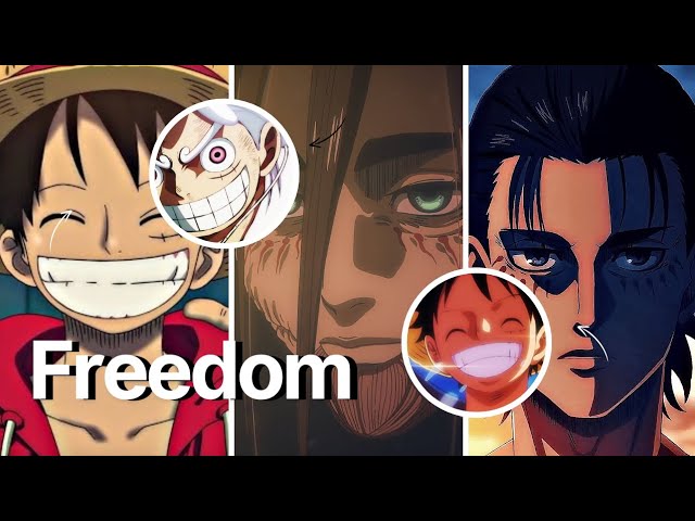 Difference Between Freedom Of Luffy And Eren🗿 #onepiece #attakontitan