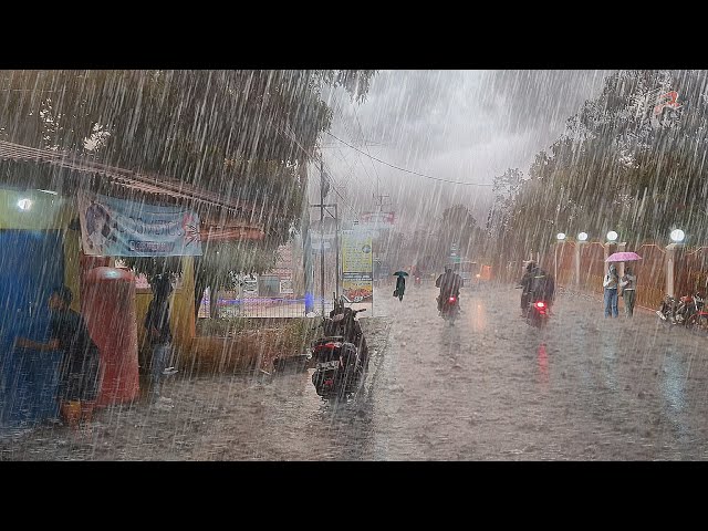 EXTREME super heavy non-stop rain, super thunderstorm in the village, sleep with the sound of rain