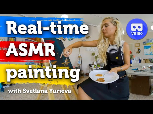 Real-time painting with female artist. ASMR in VR180 3D