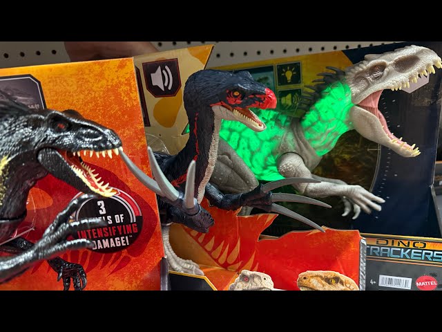 NEW INDORAPTOR! JURASSIC WORLD TOY HUNT: ULTIMATE DAMAGE INDORAPTOR VS SLASH & ROAR THERIZINOSAURUS!