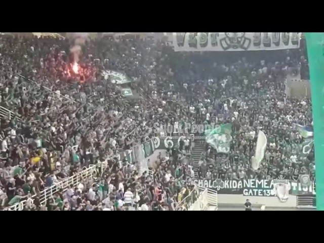 Panathinaikos-Olympiakos (basket): tifo e torce degli ultras verdi