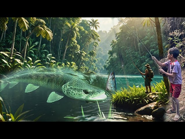 Primitive Technology How many Fishes I can catch's Fishing in Jungle's River?