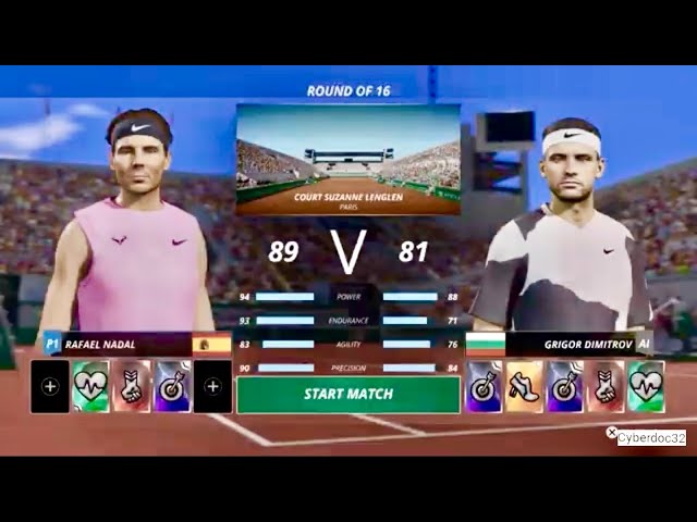 Tennis World Tour 2 PS5 4K HDR : Roland Garros Cup - Round of 16 - Nadal vs Dimitrov Gameplay