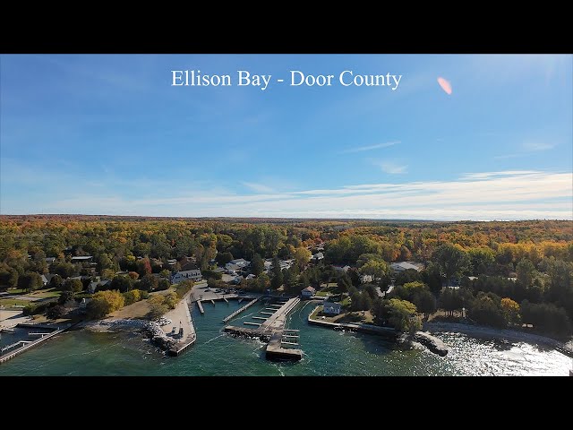 Drone shot of fall colors in Door County