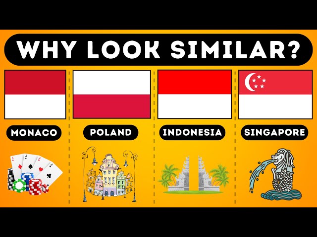 Differences between the flags of Indonesia, Monaco, Poland & Singapore?