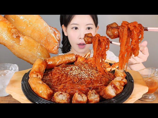 느맵느맵🔥 빠싹한 대창 아주 매운 당면볶이 게장은 거들 뿐... Beef Intestines & Spicy Noodles mukbang korean food