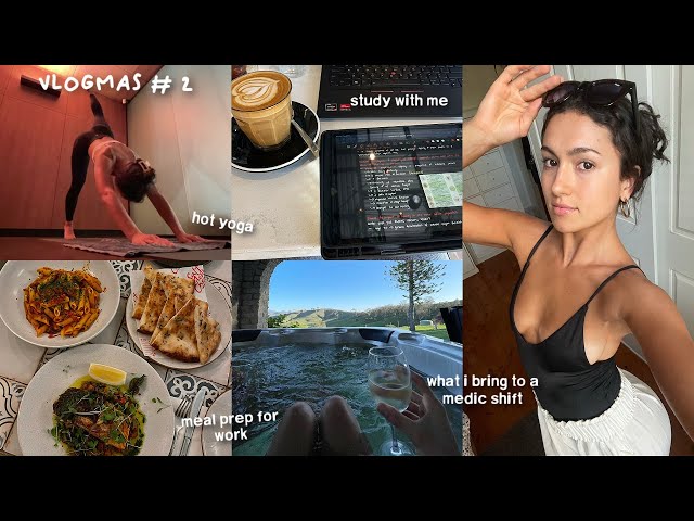 vlog: productive & busy day in my life | hot yoga, meal prep, balancing study & work (vlogmas ep 2)