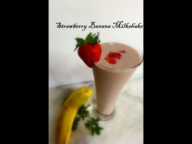 Strawberry banana smoothie or milkshake - quick recipe for lazy days