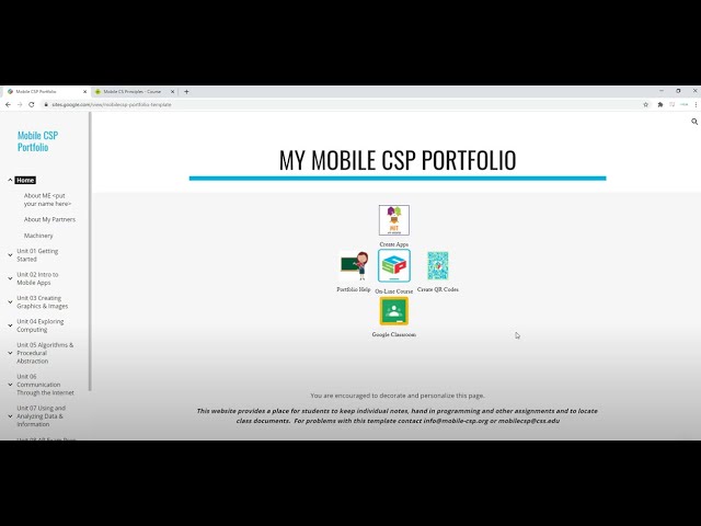 Mobile CSP Lesson 1.3 Google Portfolio Setup