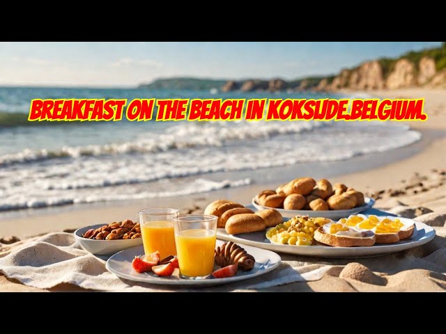 Breakfast on the beach in Koksijde.Belgium.