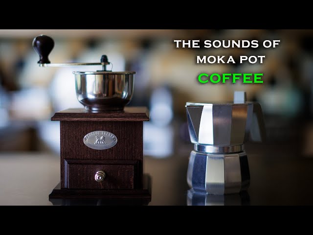 The True Sound of Moka Pot Coffee and Wooden Coffee Mill | Moka Pot Brewing Experience