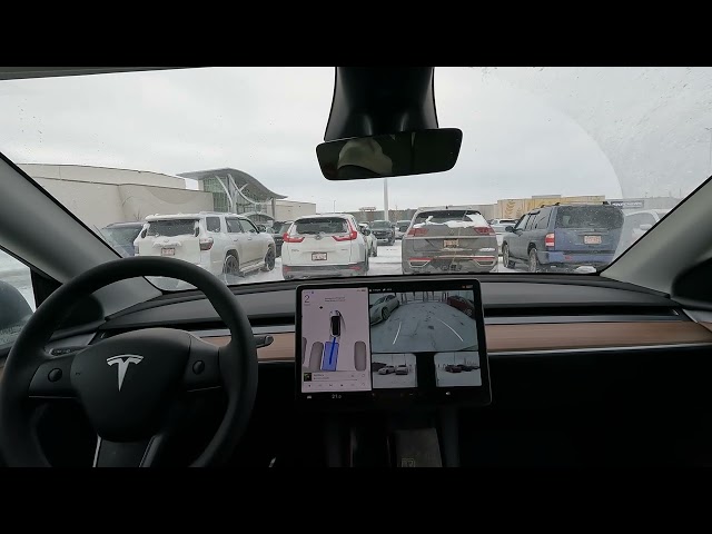 Tesla Autopark At A Supercharger in Frigid Conditions