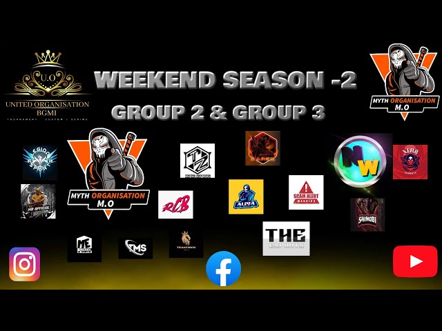 WEEKEND SEASON -2 GROUP 2 & 3 MATCH|United Organization | MYTH ORGANISATION|#bgmitournament