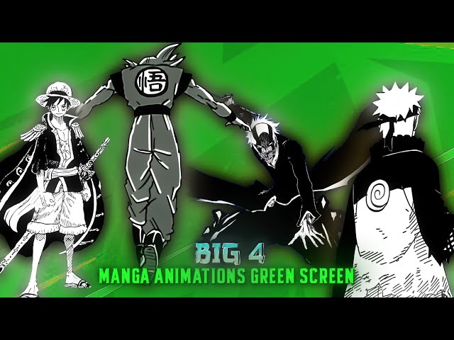 Goku, ichigo, luffy and naruto green screen animations | Big 4 anime manga animations green screen