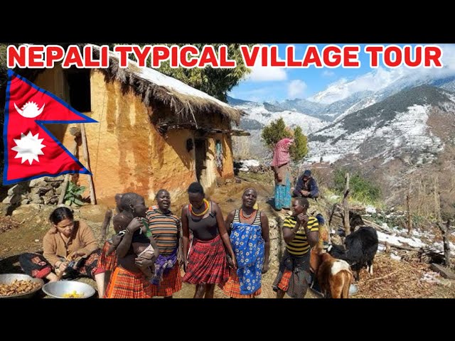 Typical Nepali village Tour/African village Girl in Nepali village #cooking #food #villagelife