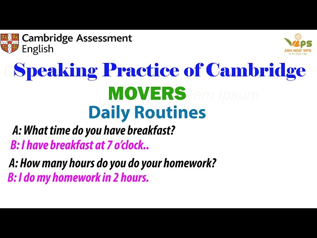 Speaking Practice - MOVERS - Daily Routines