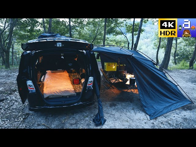 [CAR CAMPING] New Car side tent | Relaxing in autumn forest | Stay in car | ASMR | #19