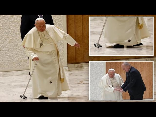 Pope Francis stumbles and nearly falls after walking stick handle snaps