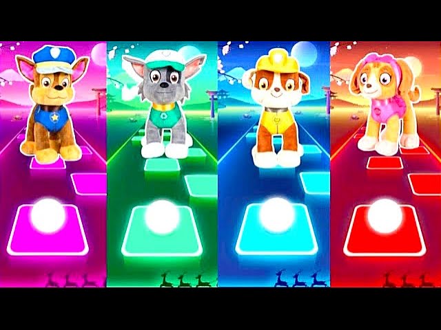 Paw Patrol in Tiles Hop Game vs Sturdy vs Rocky vs Rubble vs Skye Tiles Hop EDM Rush