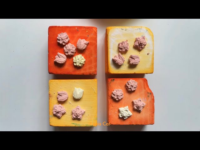 Orange&Yellow Dyed Gym Chalk plus mini flowers Crush🍊🍅🍋#asmr #dyedgymchalk