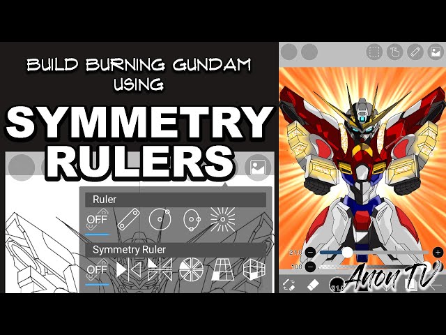 IbisPaint X | Using Symmetry Rulers to draw Build Burning Gundam