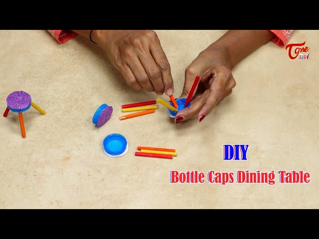 DIY Bottle Caps Dining Table | Miniature Craft | Best Out of Waste| ToneDIYMadeEasy |