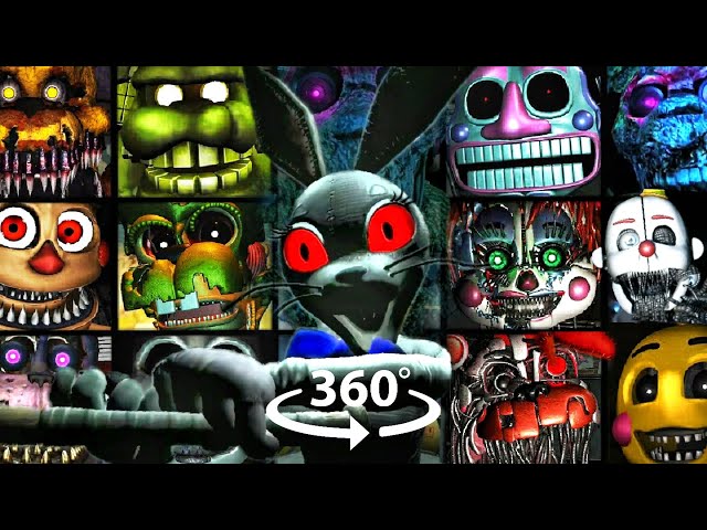 360° FNAF ALL JUMPSCARES in VR | The Glitched Attraction