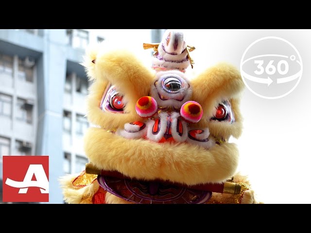 Lion Dance at Lunar New Year Parade in 360°