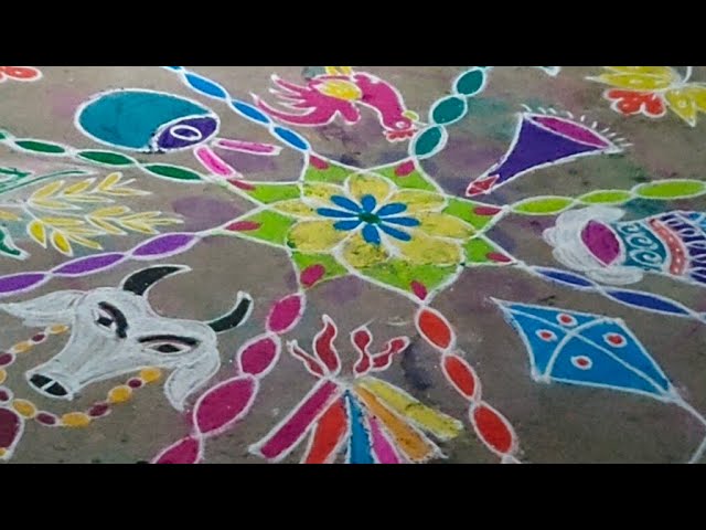 Happy sankranthi💐#bhogi#sankranthi#muggulu#viralvideo#minivlog#rangoli#village#festival#challenge