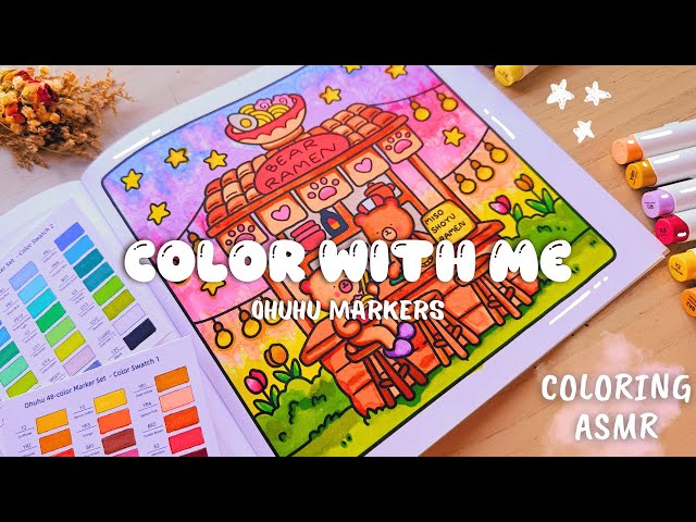 Color with me ASMR 🍜😋 Little Corner | Coco Wyo Coloring Book | Ohuhu Markers (no music, no talking)