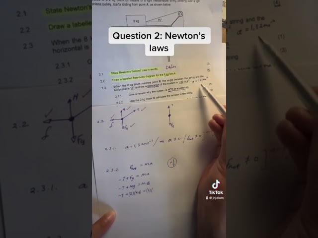 Question 2: Newton’s laws questions.  Physical Sciences, Grade 12. Matric science.