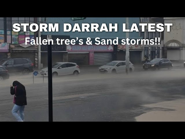 Storm Darragh Latest From Blackpool North West England -Fallen Trees, & Sandstorm!