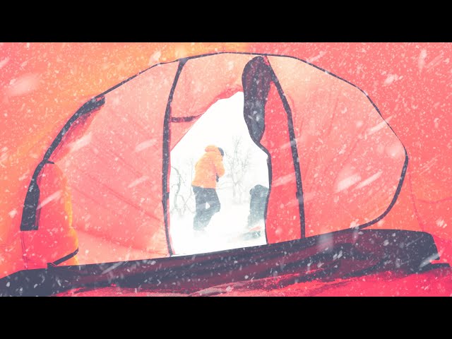 Winter Camping in a Snow Storm - Heavy snowstorm forest frozen tent solo camping ASMR