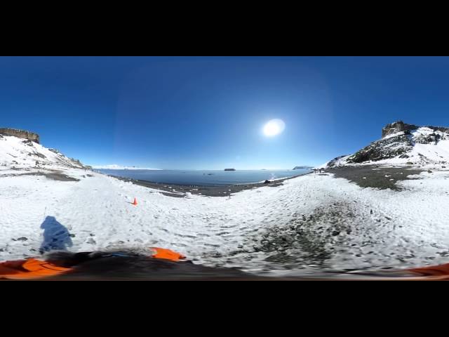 Walking the beach of Brown Bluff, Antarctica