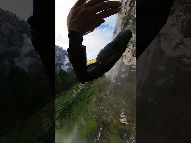 Solo BASE Jump Through Low Clouds 🪂☁️ (Freefall POV You’ve NEVER Seen)  #basejump