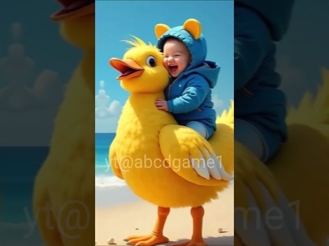 A Cute Baby Is Sitting On A Swan And Laughing 🤣 Cute Baby And Cute Duck #babyyumyum #funnylaugh