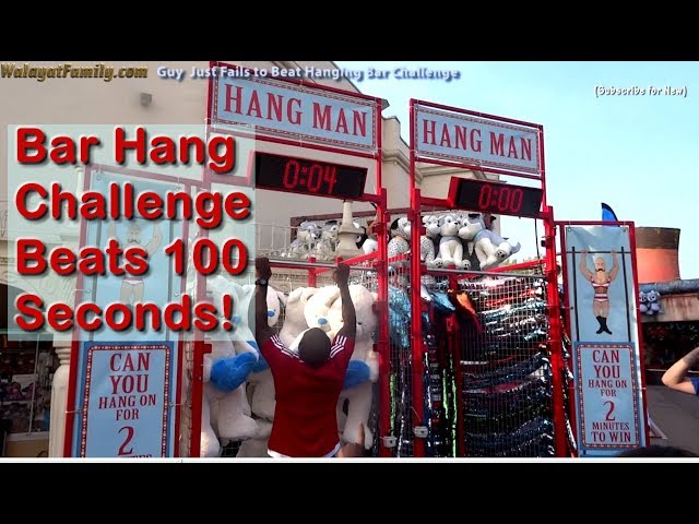 Guy Beats 100 Second Bar Hang Challenge But Still FAILs to Win a Prize!