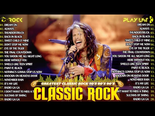 Classic Rock 70s 80s 90s Songs⚡Queen, Guns N Roses, ACDC, The Police, Bon Jovi, U2, Pink Floyd