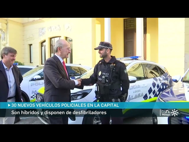 241202 #PolicíaLocalMálaga 🚔 Presentación 30 Nuevos Vehículos Policiales +Sostenibles 📺CSN1+2 Málaga