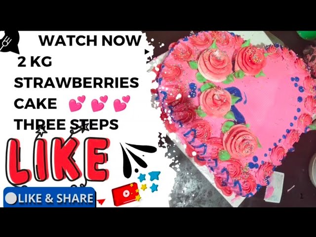 2 kg strawberry cake design#2 kg heart symbol cake design#2 kg heart symbol strawberry cake design#