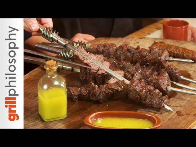 Hanger steak spit-roast on charcoal grill | Grill philosophy