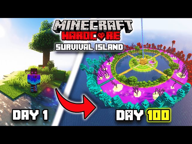 I Survived 100 days on a Survival Island in Minecraft Hardcore!!