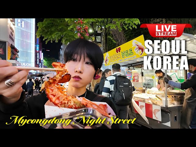 Live Korea Seoul 🇰🇷 Walk Tour Seoul | Seoul Myeongdong Night Walking Tour Korean Food Street ソウルライブ