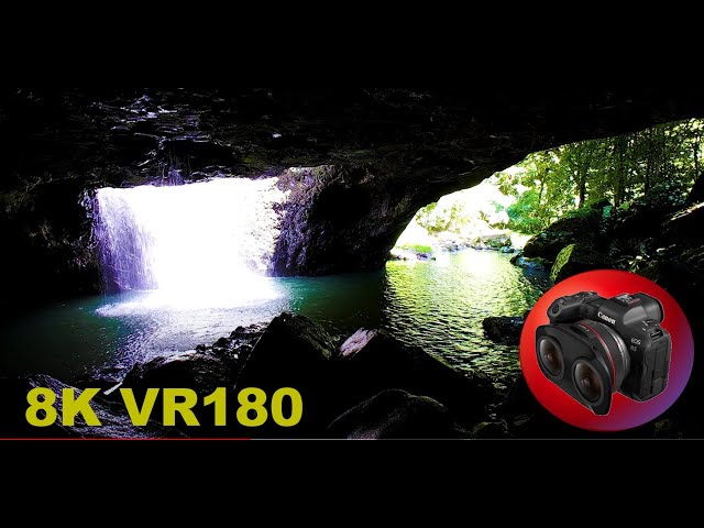 8K VR180 WATERFALL into CAVE ASMR at Natural Arch/Bridge in Australia 3D (Travel/Nature/Music)