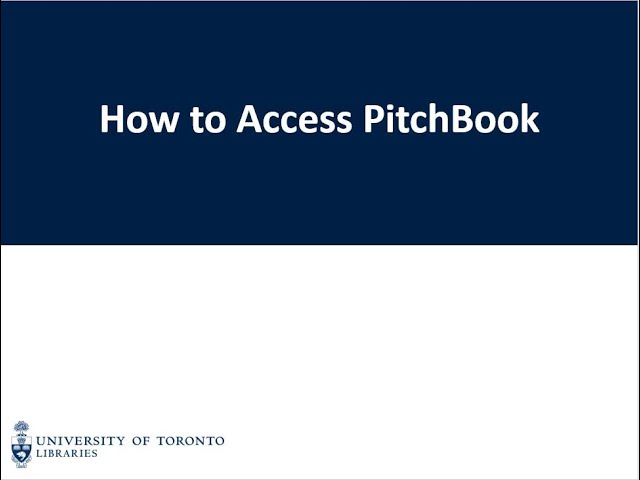 PitchBook 1: How to access PitchBook