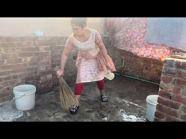 Desi Aunty Cleaning Vlog _ Village Woman Work _ Pakistani Girls Hot Vlog _